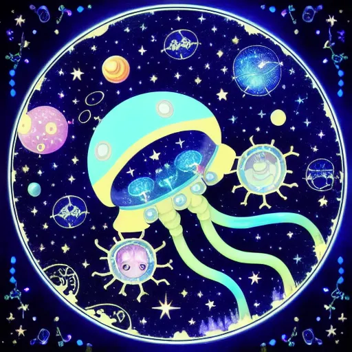 Space jellyfish, cute, adorable - Free AI Photo Generator - starryai
