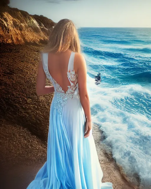 Sea blue wedding dresses sale