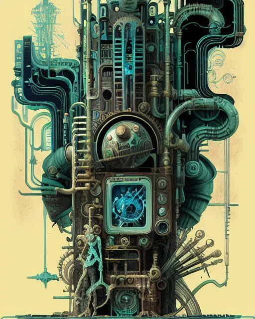 by H.R. Giger, art by Tony Diterlizzi big, Retro Psychedelic Posters, super realistic, resin, glitchy, Synthwave art, by ismail inceoglu, steampunk blueprint, mixed media, decal, Techno Marble