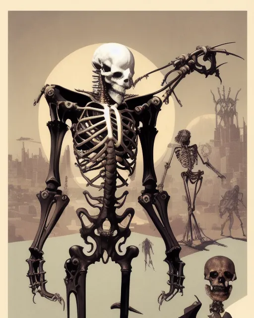 Skeletal Termination of the hybrid screaming demon cyborg, wearing in punk outfit, print, art by Richard dadd, by makoto shinkai, exposure, by artgerm, opctagon, isometric, heart, art by ismail inceoglu, decagon, by wayne barlowe,  houdini, scary, creepy, horror, scorn