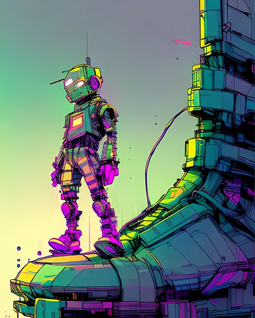 Tiny robot Standing on a Giant Shoe