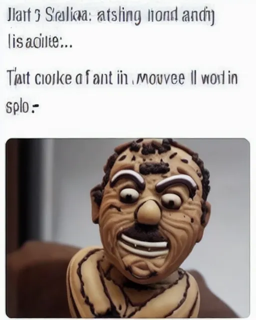 Hyper realistic cookie man burnt