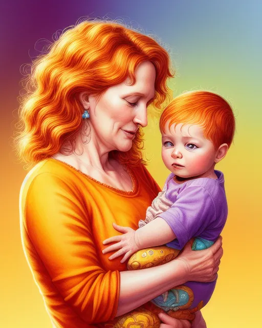 Mother baby, beautiful, golden - Free AI Photo Generator - starryai