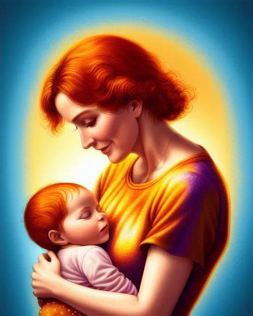 Mother baby, beautiful, golden - Free AI Photo Generator - starryai