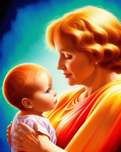 Mother baby, beautiful, golden - Free AI Photo Generator - starryai