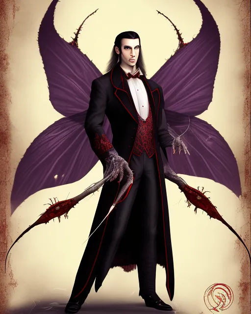 handsome vampire dracula butterfly - AI Photo Generator - starryai