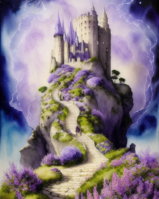 Temple stands edge a cliff, trees - Free AI Photo Generator - starryai