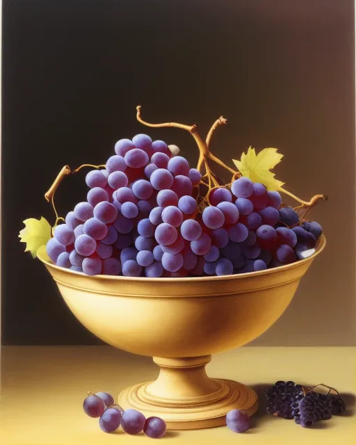 Still life grapes in a decorative  bowl