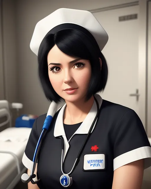 “portrait of a Pixar nurse with black hair, with multiple in a hospital, national geographic photo, cinema 4d, hyperrealism, photorealistic, intricate”