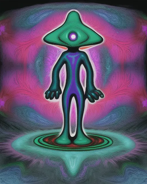 Midnight gospel, inspired artwork, trippy, psychedelic subconscious, cartoon characters, alien planet, mystical universe, alternative dimensions, space place, enlightened being 