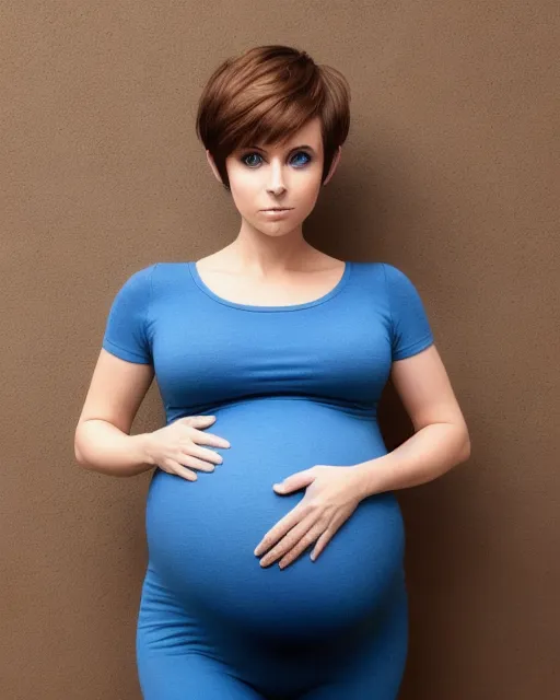 A Pregnant Woman Short Brown Hair A Ai Photo Generator Starryai