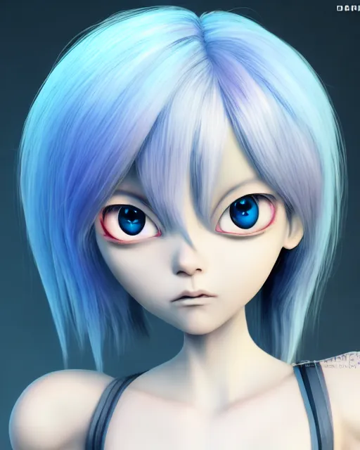 minimal alien girl dolly eyes, - Free AI Photo Generator - starryai