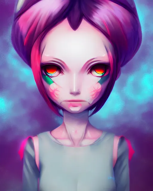 minimal alien girl dolly eyes, - Free AI Photo Generator - starryai
