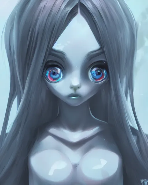 minimal alien girl dolly eyes, - Free AI Photo Generator - starryai