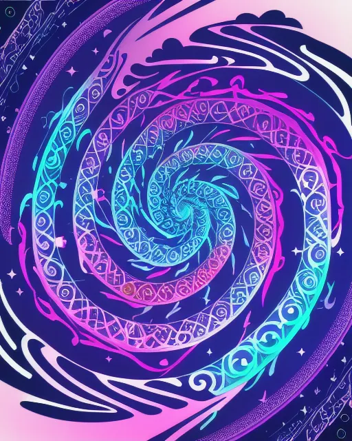 , astral, complex, cosmic, spiraling, vapor, vector art