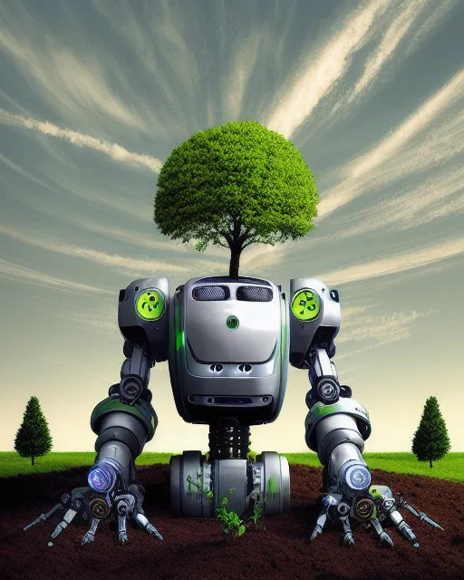 Tree Planting Robot. - Free AI Photo Generator - starryai