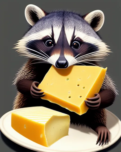 raccoon eating cheese AI Photo Generator starryai