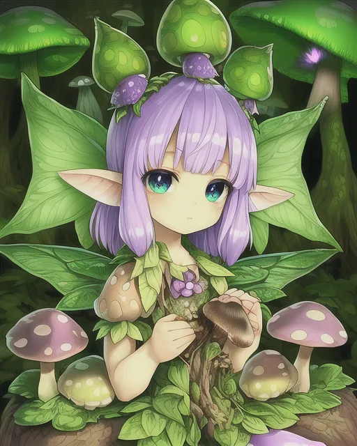 Cute mushroom fairy a forest, - Free AI Photo Generator - starryai