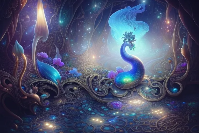 Cosmic Peacock, fantasy art, hd - Free AI Photo Generator - starryai