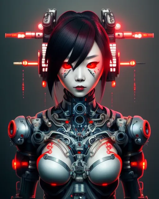 Portrait of a Japanese woman, wearing a futuristic