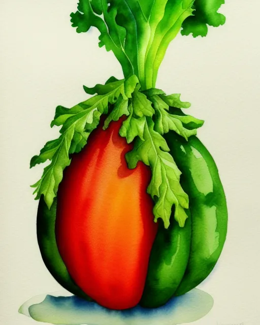 Vegetable, surrealism, watercolor