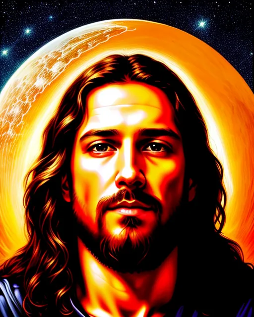 Jesus Christ, sermon on the mount, dan mumford, polished, galactic, hyperdetailed, photorealistic, karol bak, mark brooks