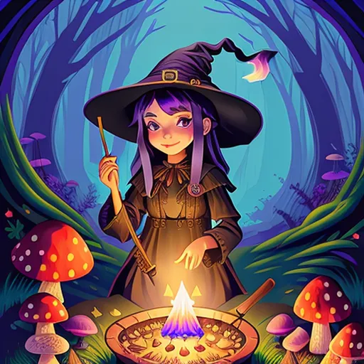 Witch cooking potion 