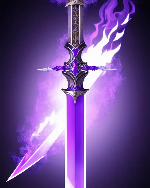 Sword with purple and blue fire on the edge 