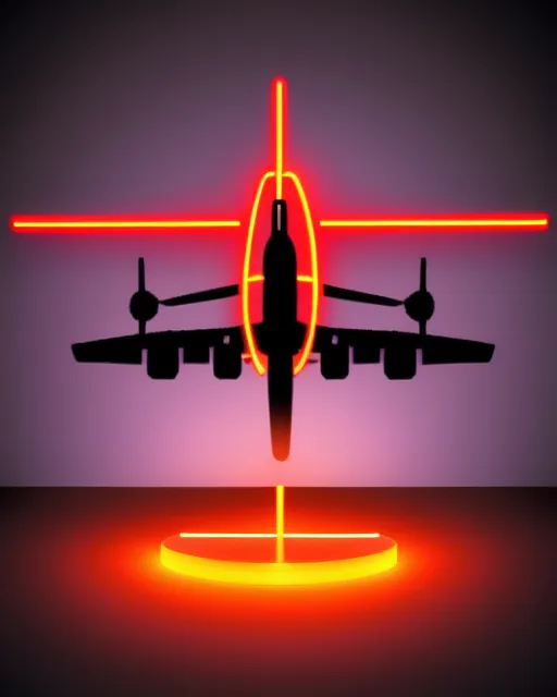 plane, military, base, , glowing neon, fire, realism