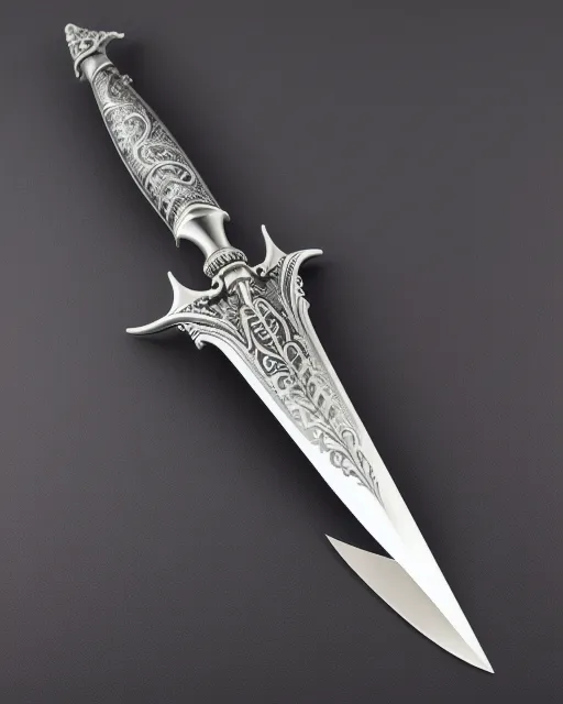 Wind themed dagger with intricate silver designs on hilt