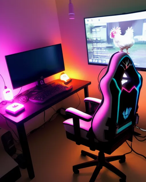 Gaming chicken - Free AI Photo Generator - starryai