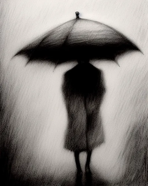 lonely person in rain