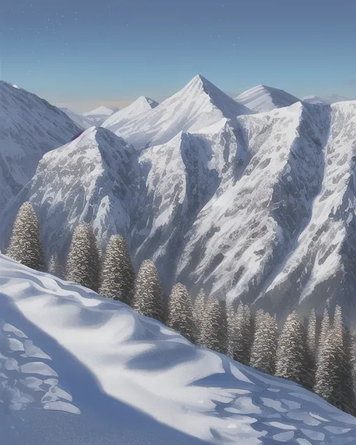 Mountains snow - Free AI Photo Generator - starryai