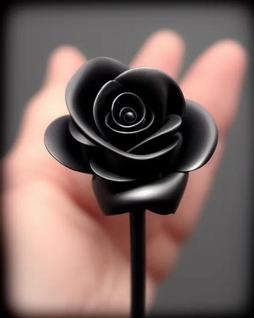 Black rose out of metal universe black tiny stars on the rose, shiny