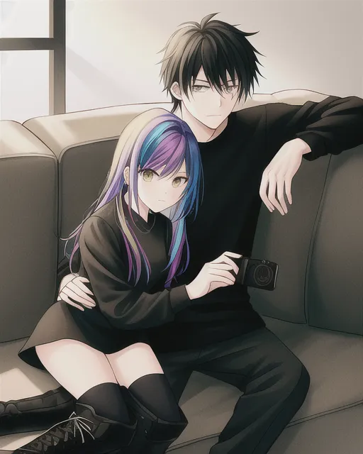 Chibis By Anzuangel On  Emo Cartoon Goth Couple HD Png Download   Transparent Png Image  PNGitem