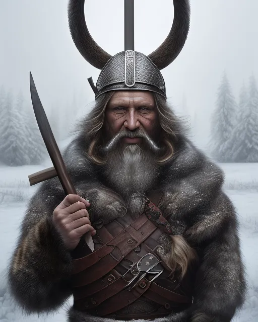 Insanely detailed photograph of a viking standing with his axe in the cold weather waiting for his enemies, digital painting,  digital illustration,  extreme detail,  digital art,  4k,  ultra hd, hyperrealism, hyperrealism