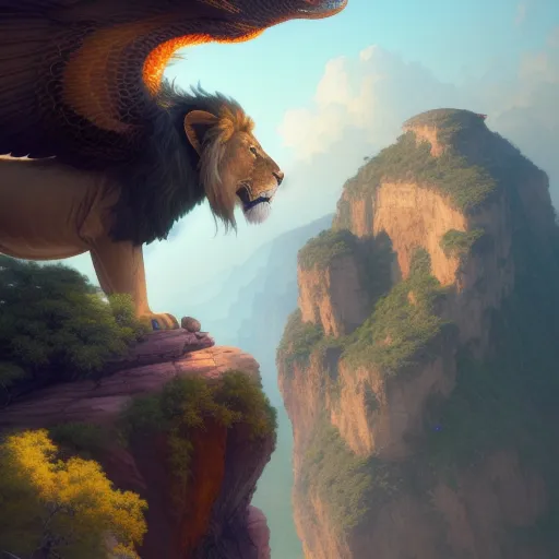 "A majestic creature head a lion, - Free AI Photo Generator - starryai