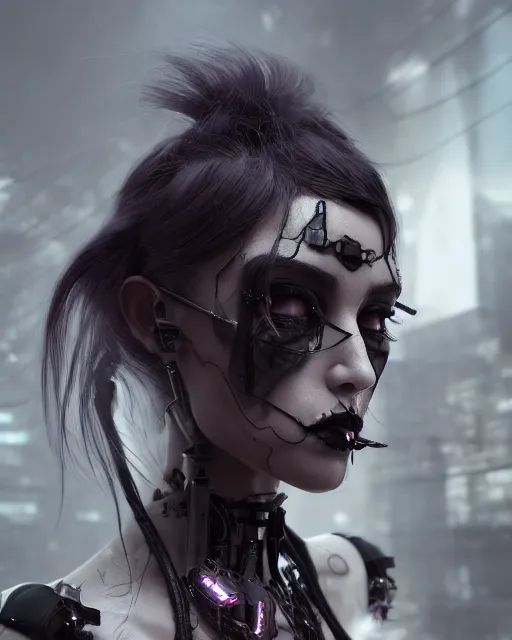 Character design, goth girl cyborg 8k, - AI Photo Generator - starryai