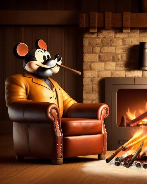 Miki mouse drinking whisky, - AI Photo Generator - starryai
