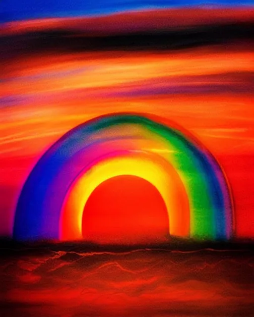 (Sketch mode/Art style)Rainbow hued Supernatural Sunsets 
