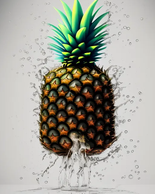 Ananas Splash with water drops 