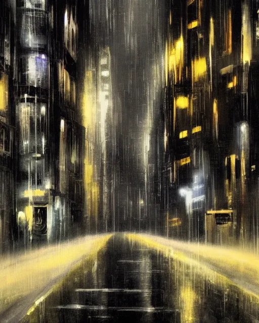 rainy night a futuristic city - Free AI Photo Generator - starryai