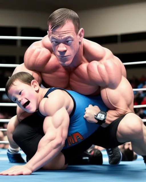 john cena teaching wresting to baby's