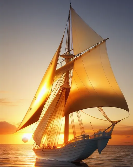 Golden Schooner - AI Photo Generator - starryai