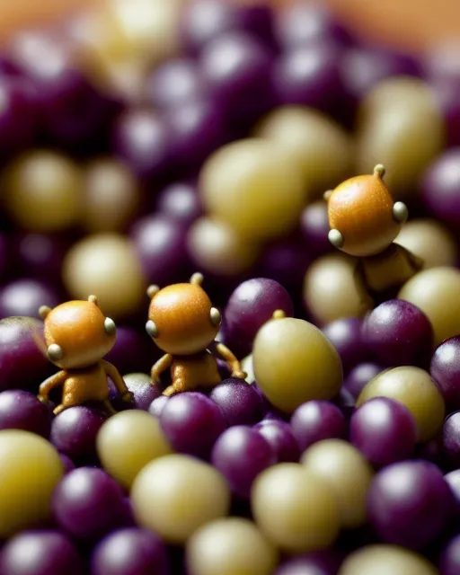 Playing in a pile of grapes