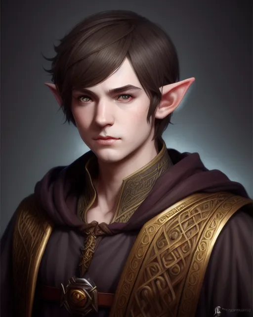 Young elf, male, robes, beautiful d&d - AI Photo Generator - starryai