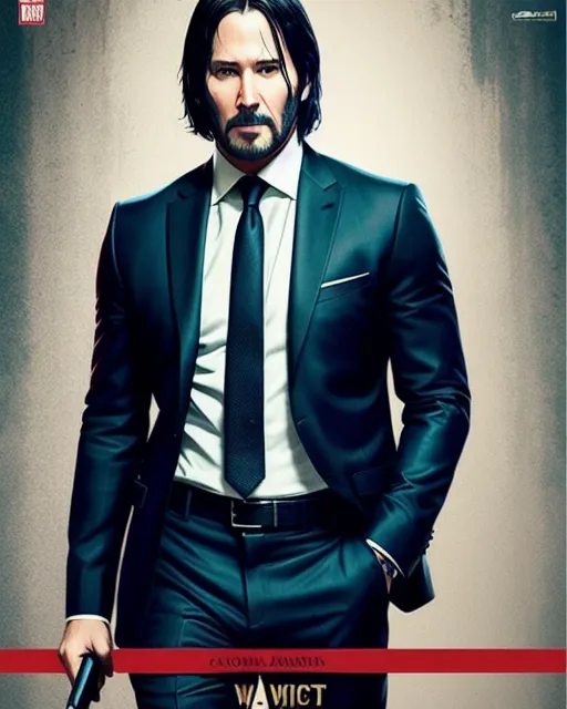 John Wick, Holding Pencil hand,in worn - AI Photo Generator - starryai