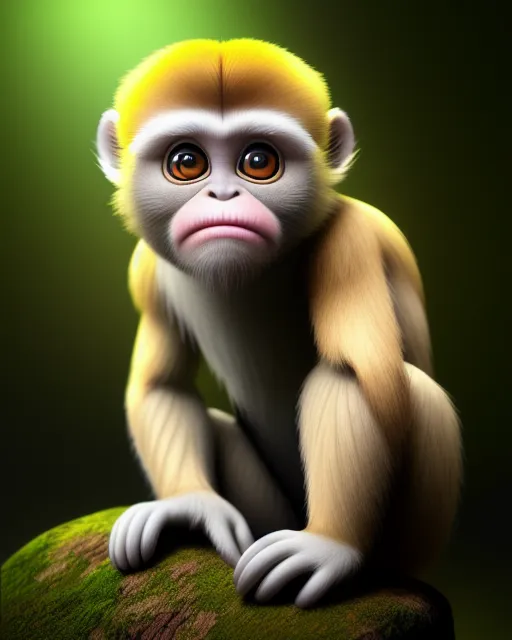 ultra detailed Snub Nosed Monkey, forest, Vivid, V-Ray Lighting, Reflections, Refraction, Intricate Details, Realistic, Sharp, Octane Render, UHD, 4K, 8K, pastel colors