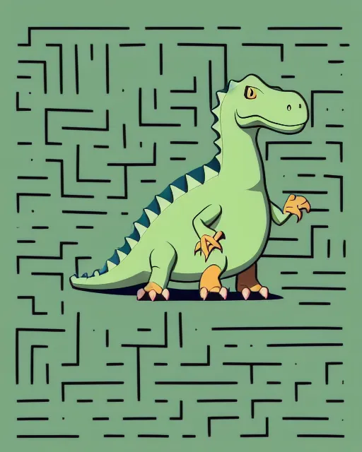 Depressed dinosaur in a maze