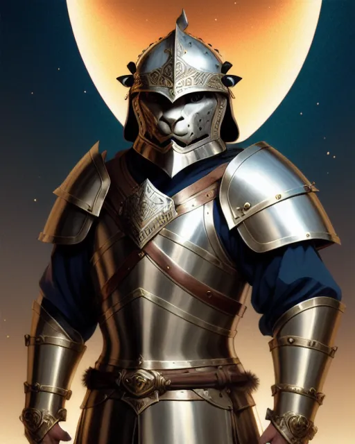 Male human, medival plate armor, - Free AI Photo Generator - starryai
